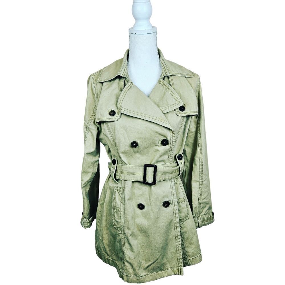 American Eagle Belted Trench Coat Jacket Khaki Beige Large